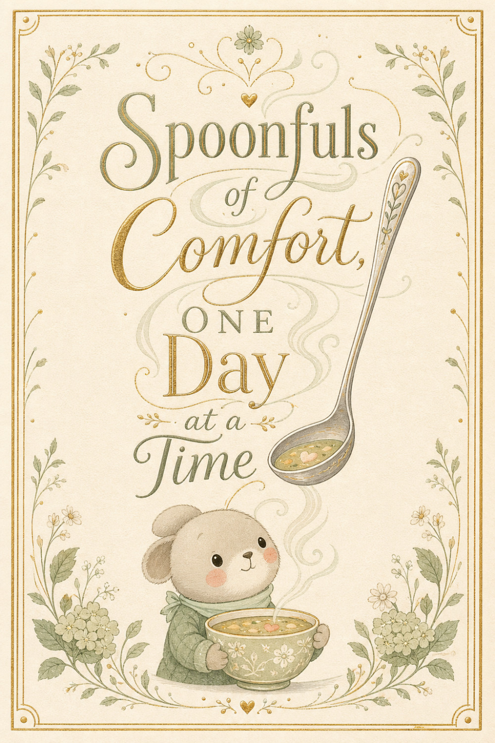 Cozy Soup — elegant style get well soon greeting card