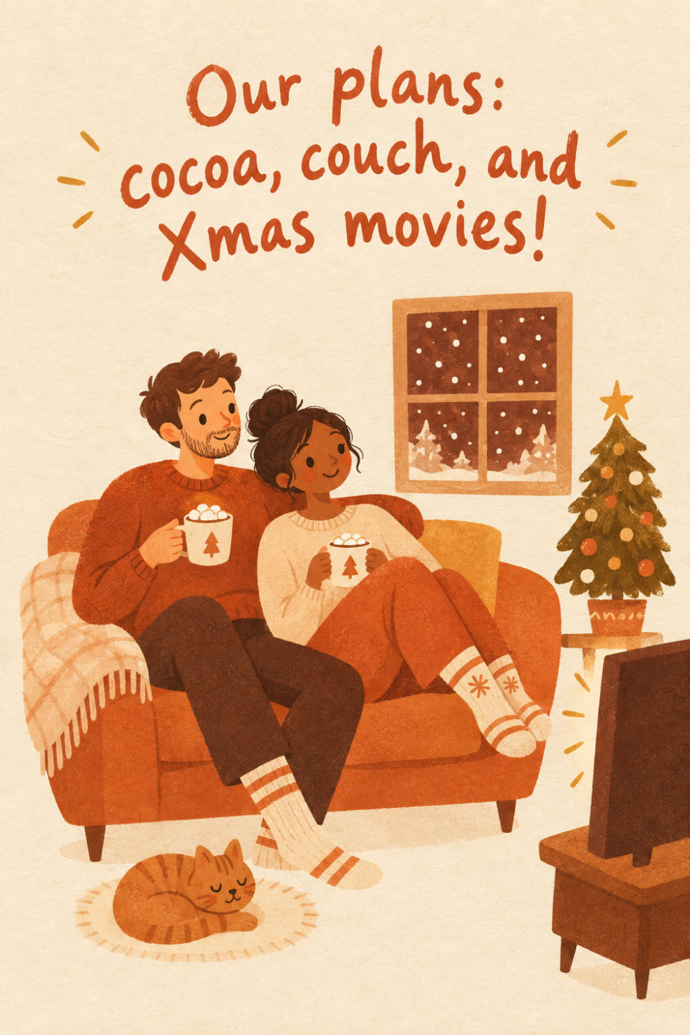 Movie Night — minimal style christmas greeting card