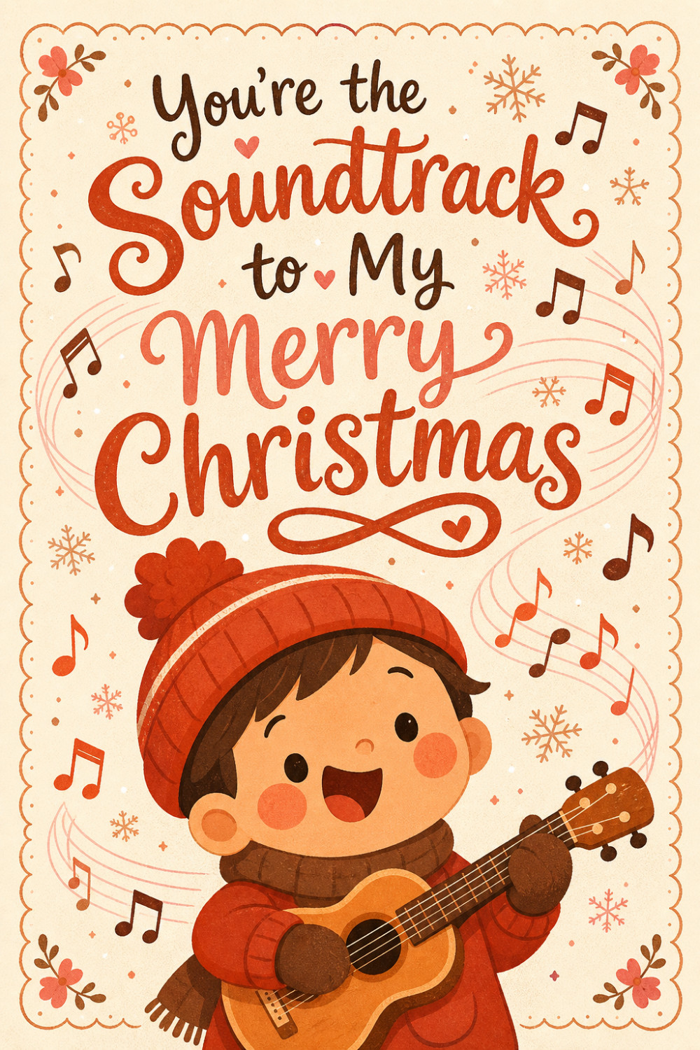 Joyful Musician — cartoon style christmas greeting card