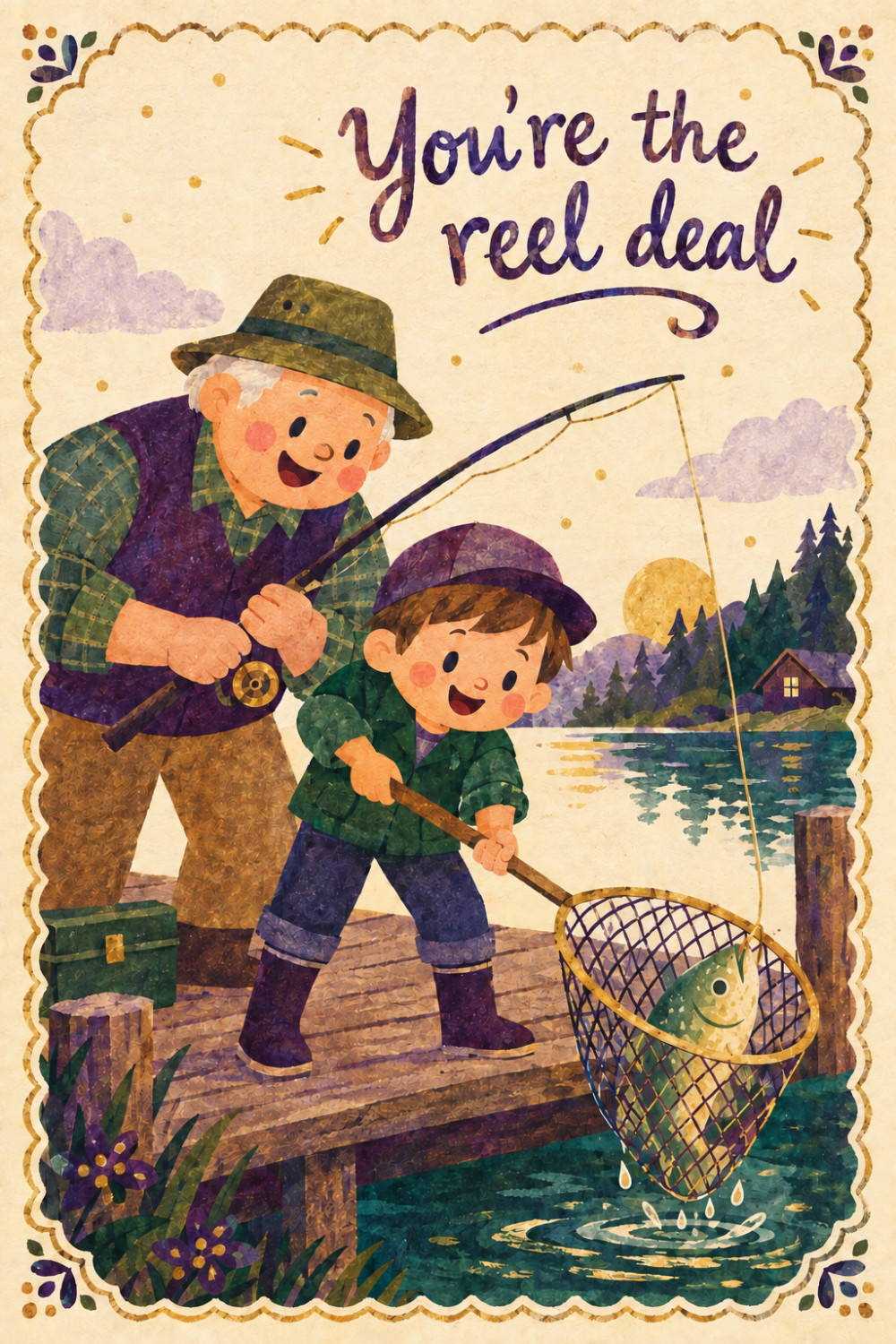 Fishing Fun — artistic style father's day greeting card
