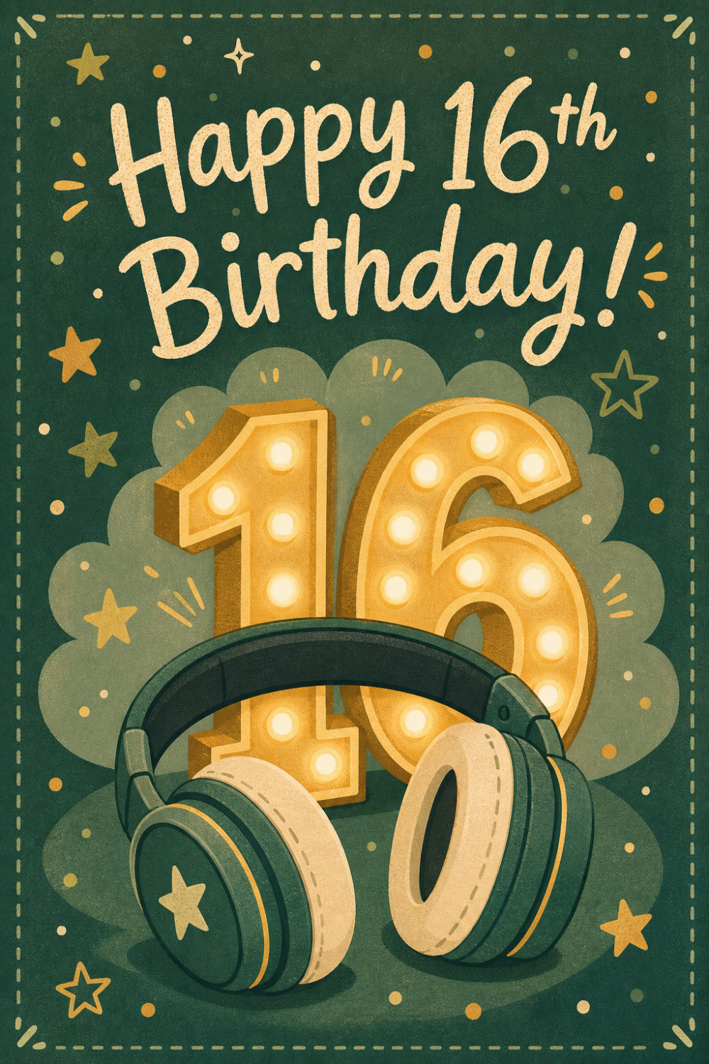 Neon Headphones — colorful style birthday greeting card