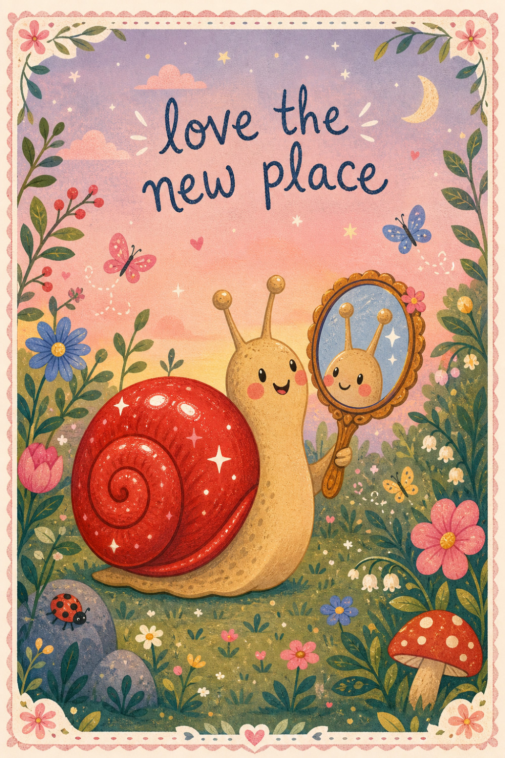 Snail Mirror — colorful style new home greeting card