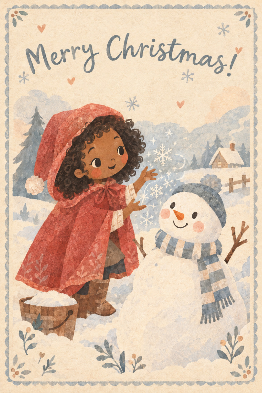 Snowflake Magic — artistic style christmas greeting card