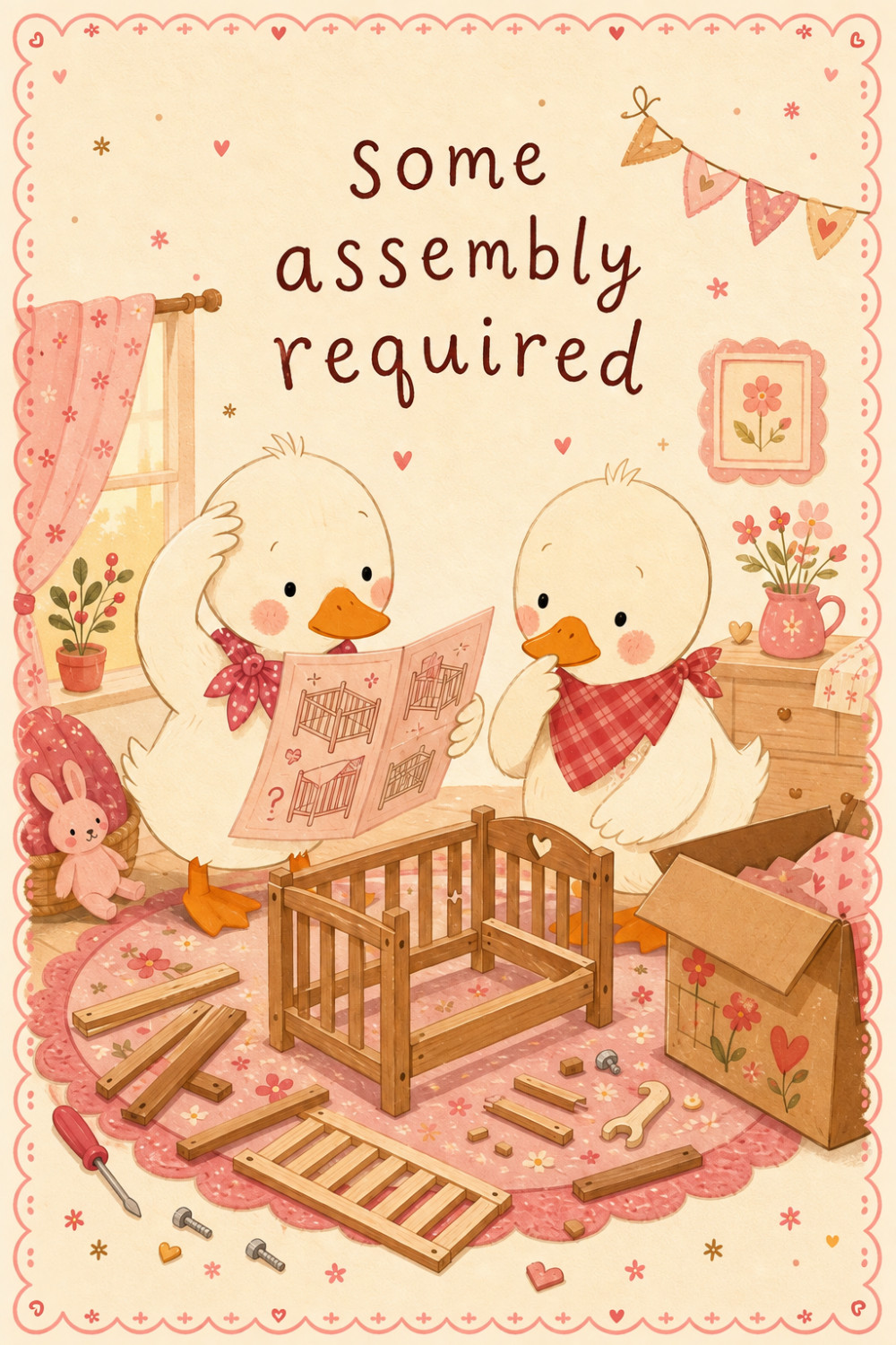 Confused Ducks — colorful style baby shower greeting card