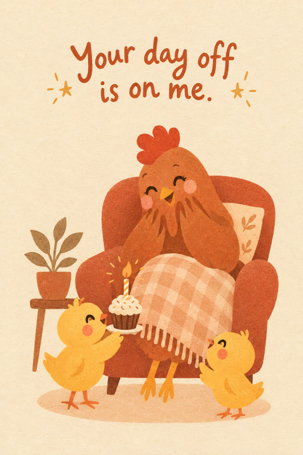 Hen Surprise — minimal style birthday greeting card