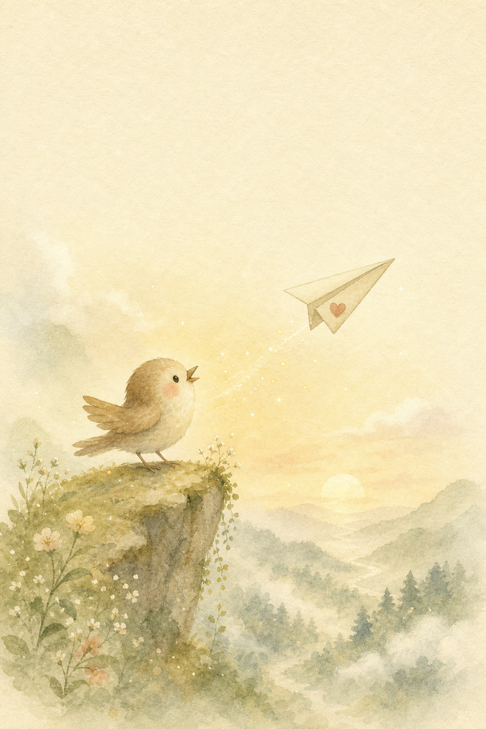 Bird Message — calm style thinking of you greeting card