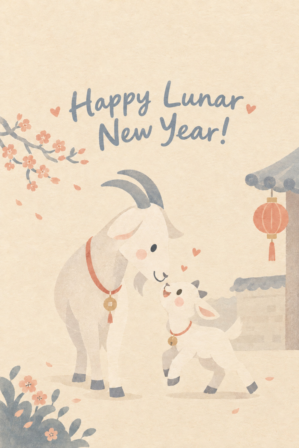 Gentle Nuzzle — minimal style lunar new year greeting card