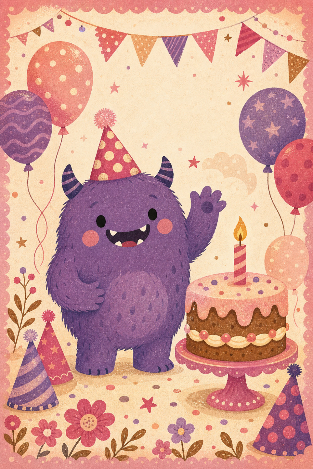 Party Monster — colorful style birthday greeting card