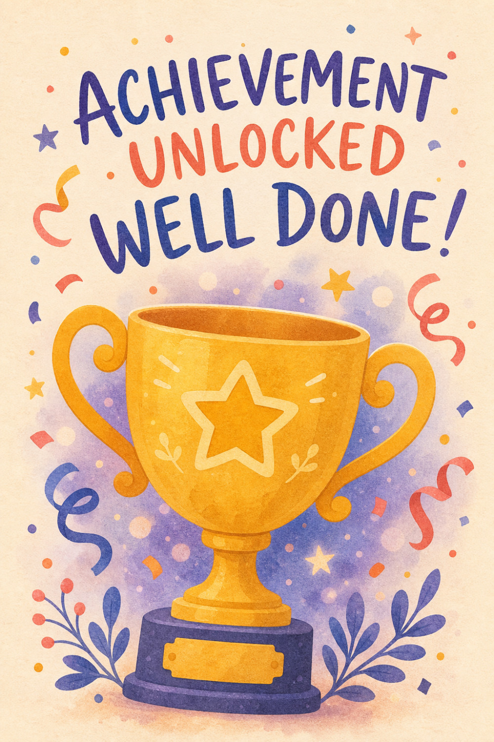 Achievement Trophy — colorful style congratulations greeting card