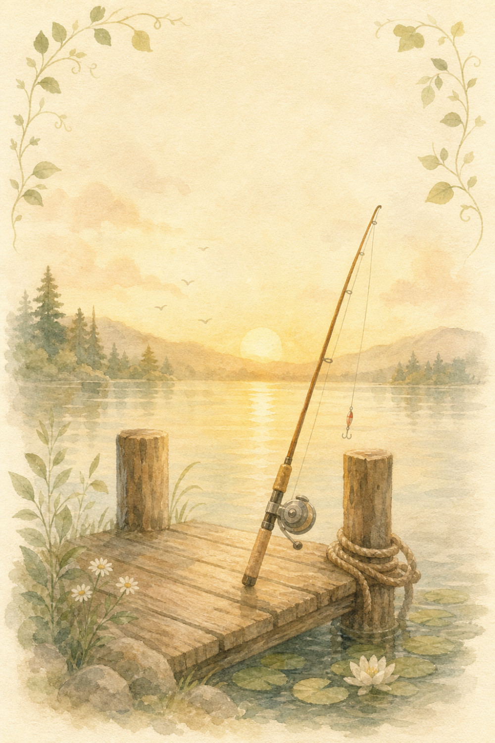 Sunset Pier — artistic style retirement greeting card