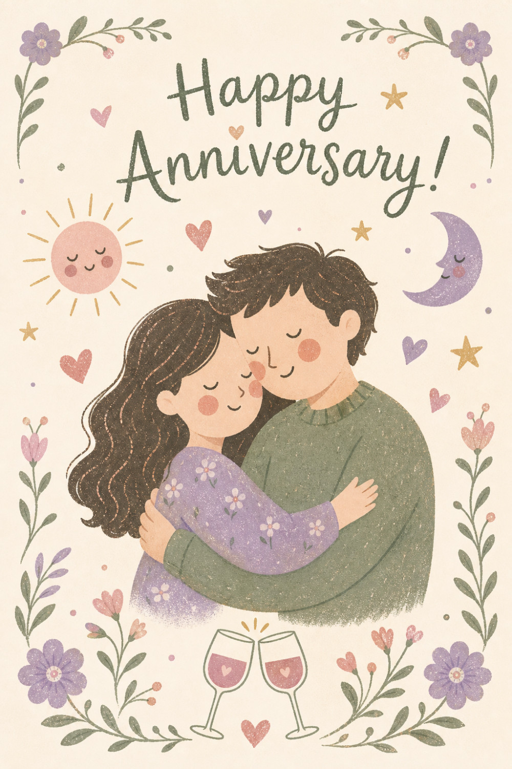 Lace Hearts — minimal style anniversary greeting card
