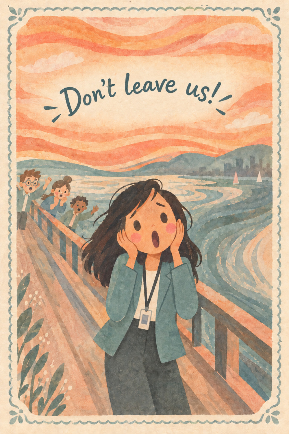 Scream Bridge — elegant style farewell greeting card