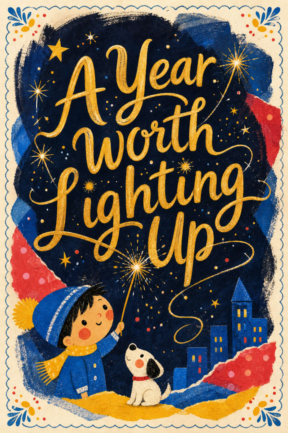 Sparkler Joy — artistic style new year greeting card