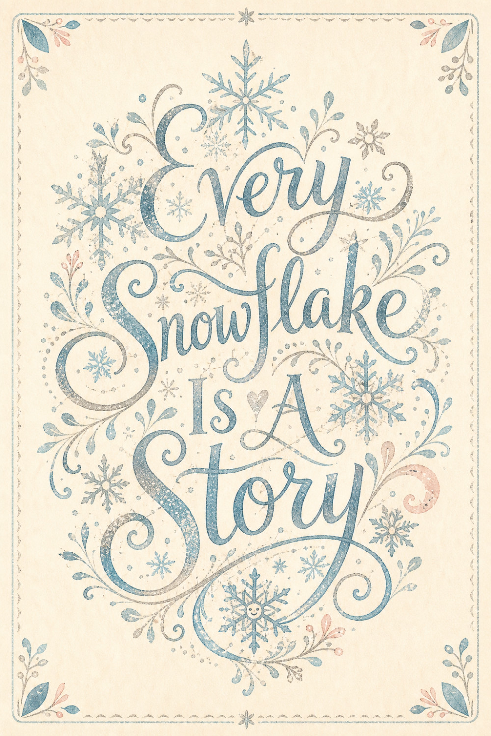 Snowflake Story — artistic style christmas greeting card