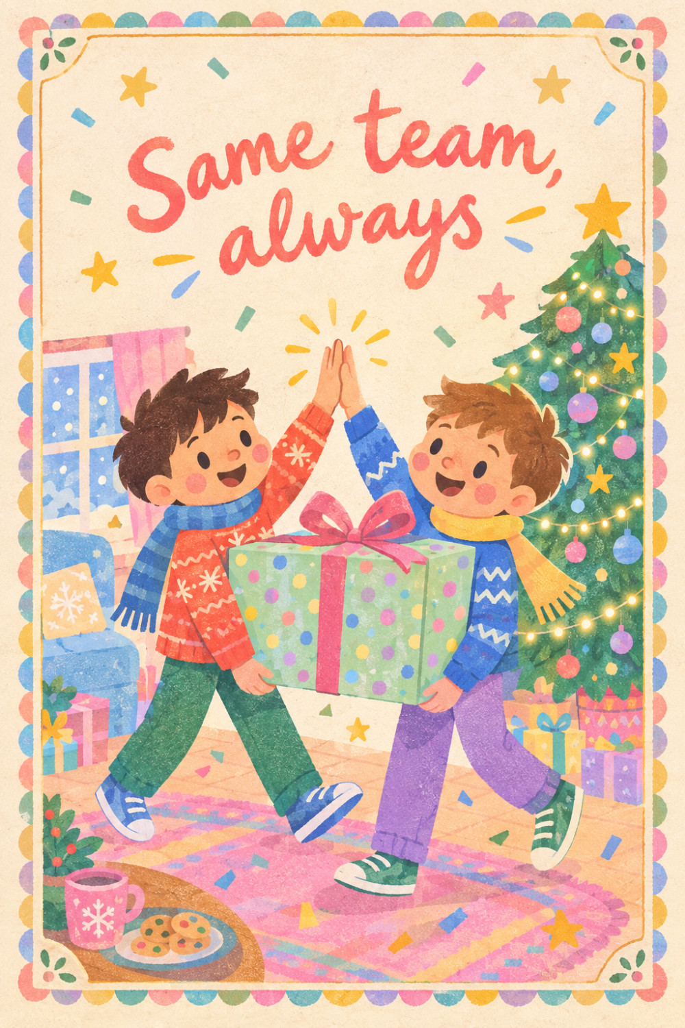 Festive Friends — colorful style christmas greeting card