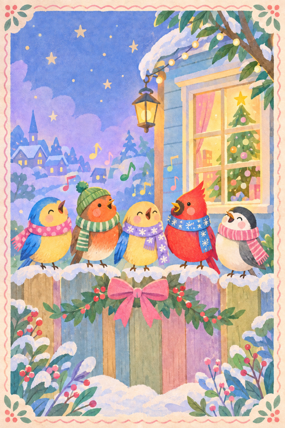 Carol Chorus — colorful style christmas greeting card