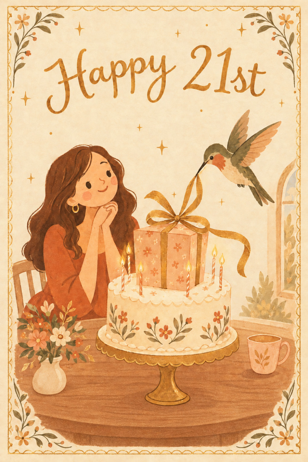 Hummingbird Gift — elegant style birthday greeting card