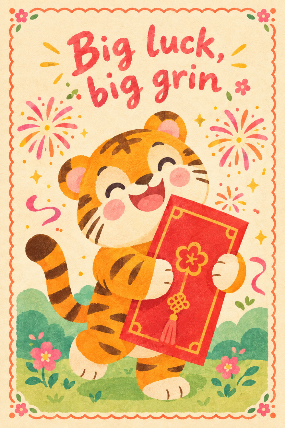 Happy Tiger — cartoon style lunar new year greeting card