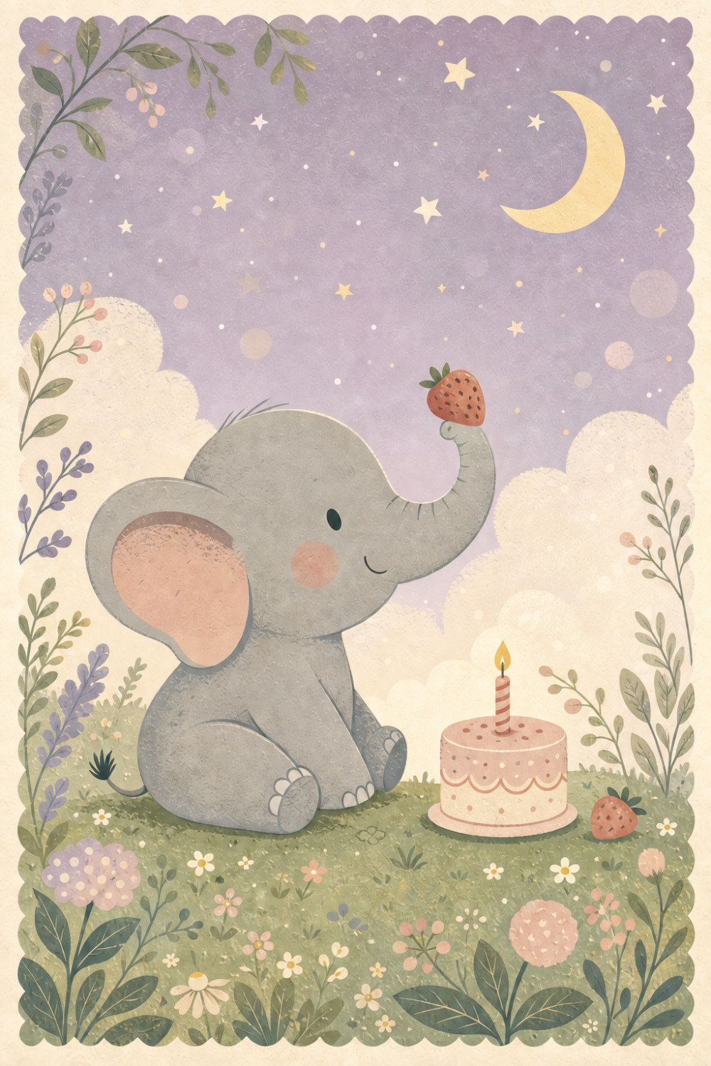 Elephant Celebration — calm style birthday greeting card