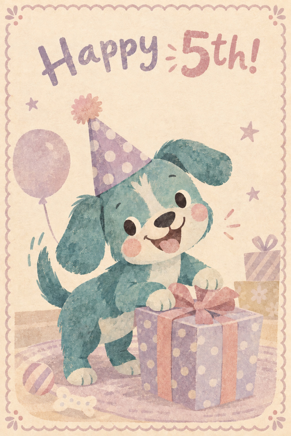 Polka Puppy — minimal style birthday greeting card