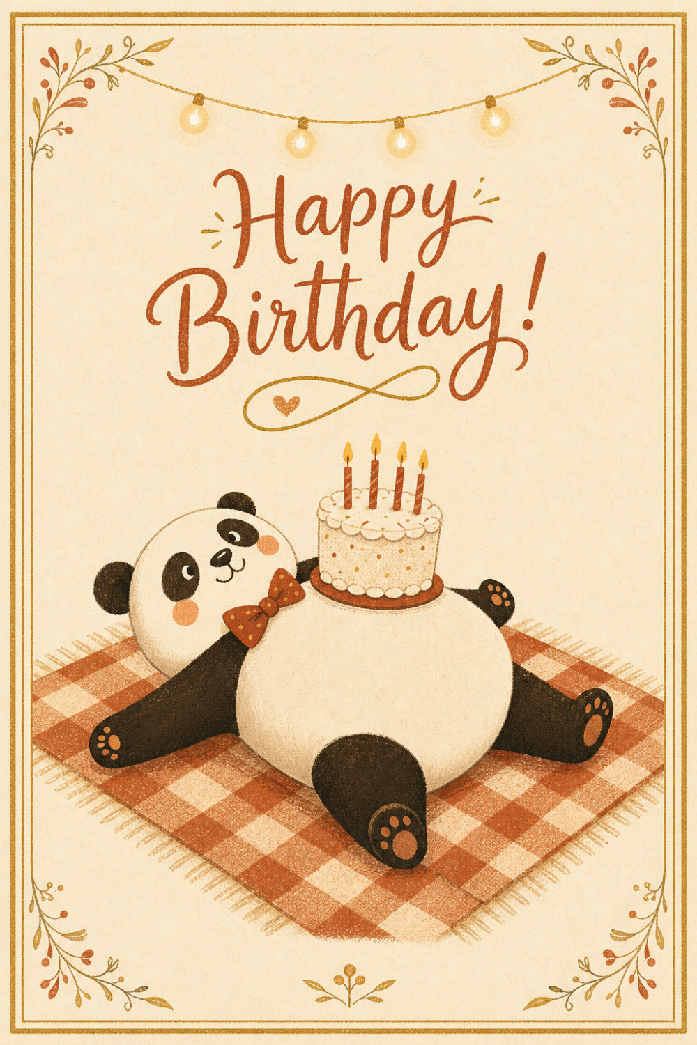 Panda Picnic — elegant style birthday greeting card