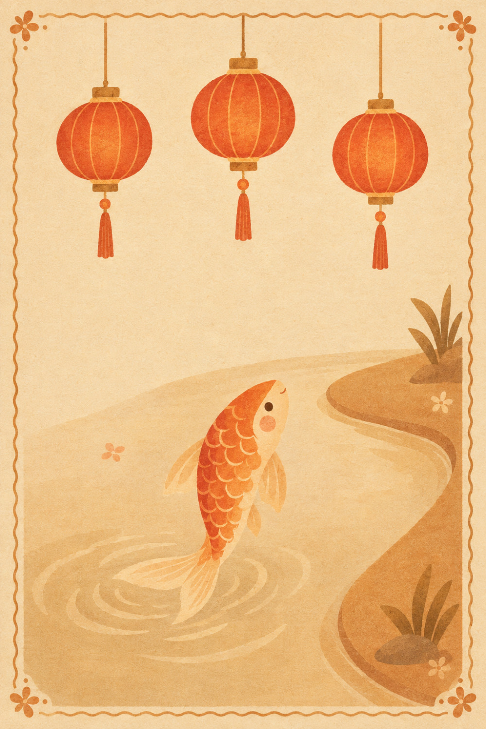 Carp Lanterns — calm style lunar new year greeting card