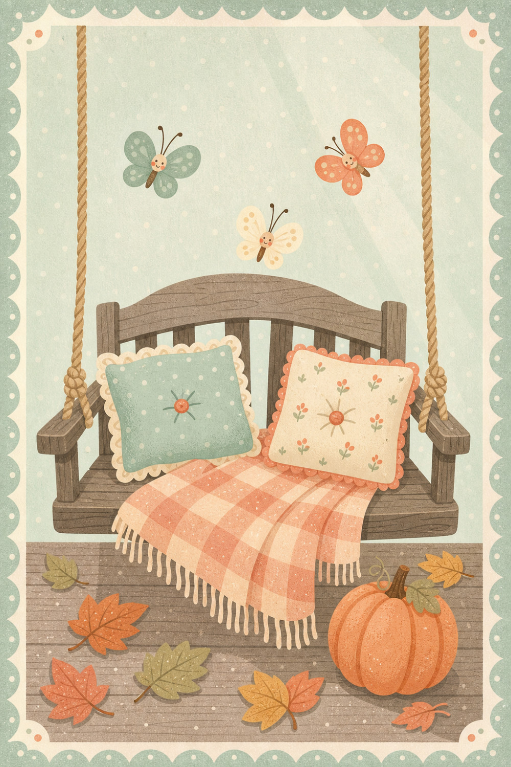 Autumn Swing — elegant style miss you greeting card