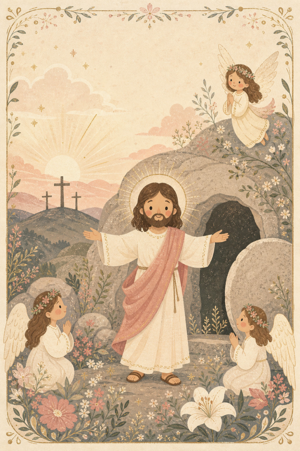 Easter Blessings — elegant style easter greeting card