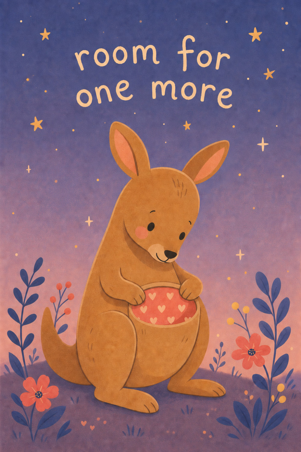 Kangaroo Pouch — cartoon style baby shower greeting card