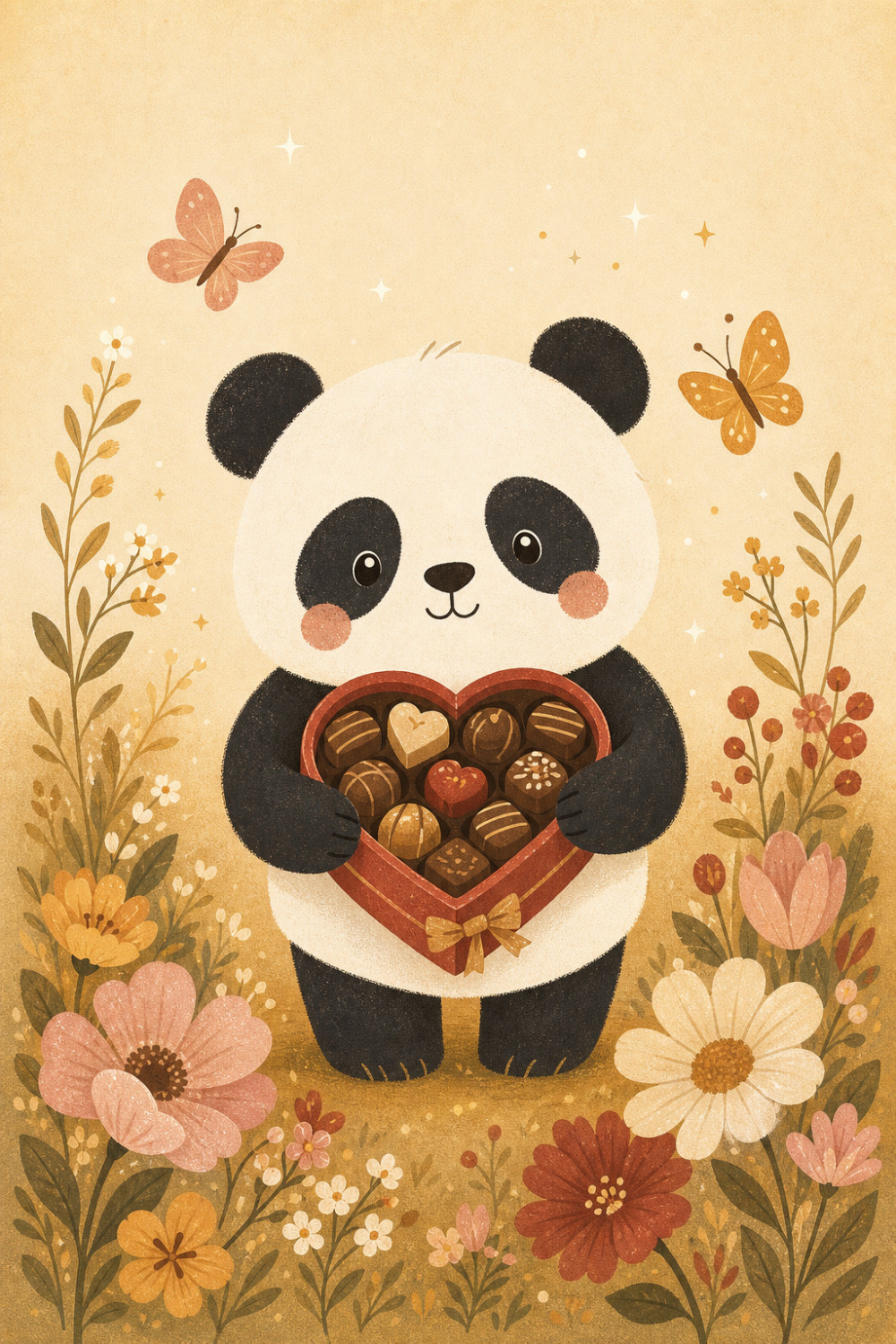 Panda Chocolates — calm style valentine's day greeting card