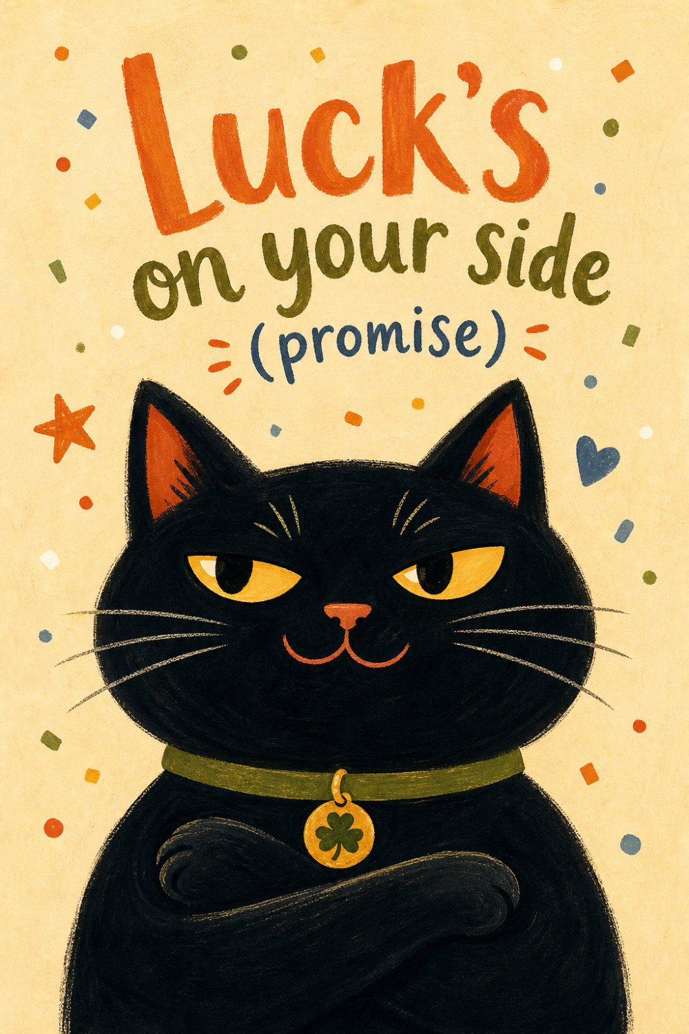 Lucky Cat — colorful style good luck greeting card