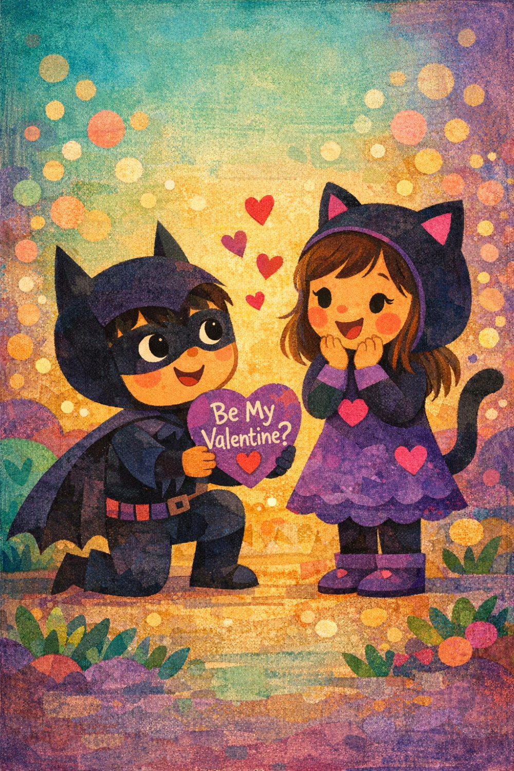Puurrfect Superhero — cartoon style valentine's day greeting card