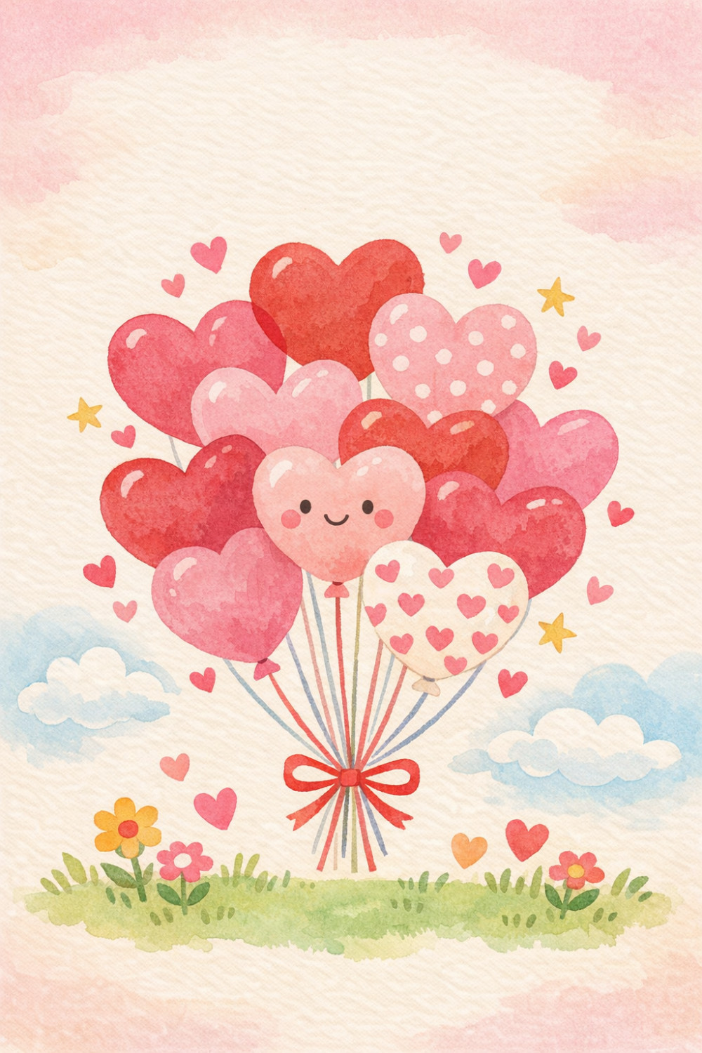 Balloon Bouquet — artistic style valentine's day greeting card