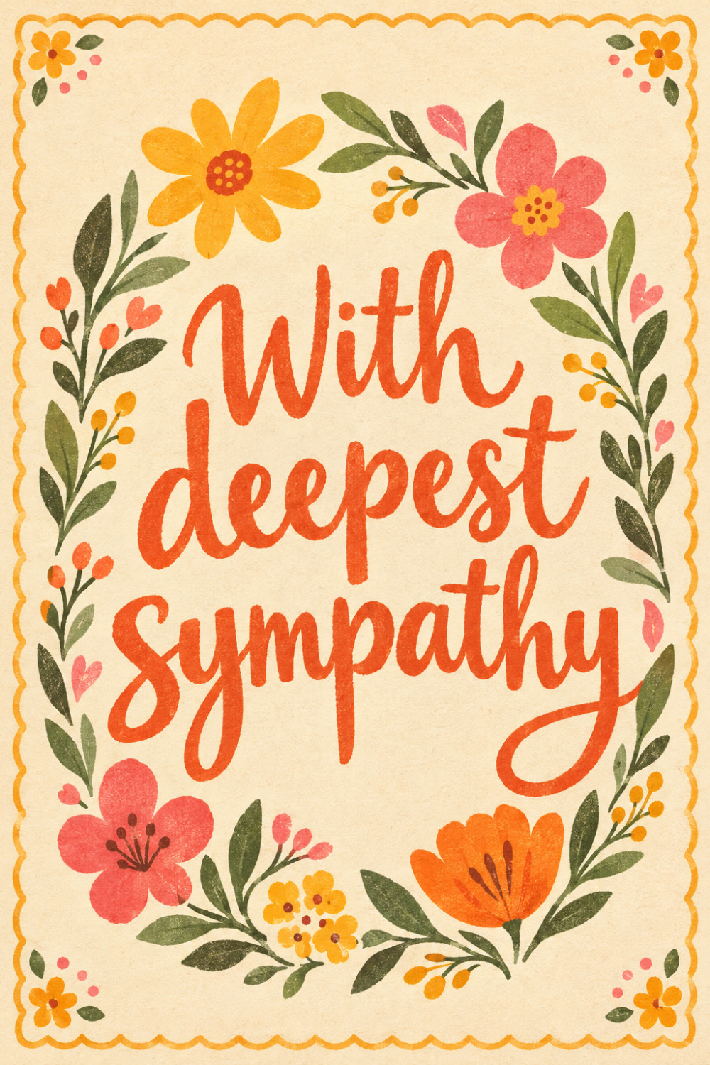 Sympathy Blooms — colorful style condolences greeting card