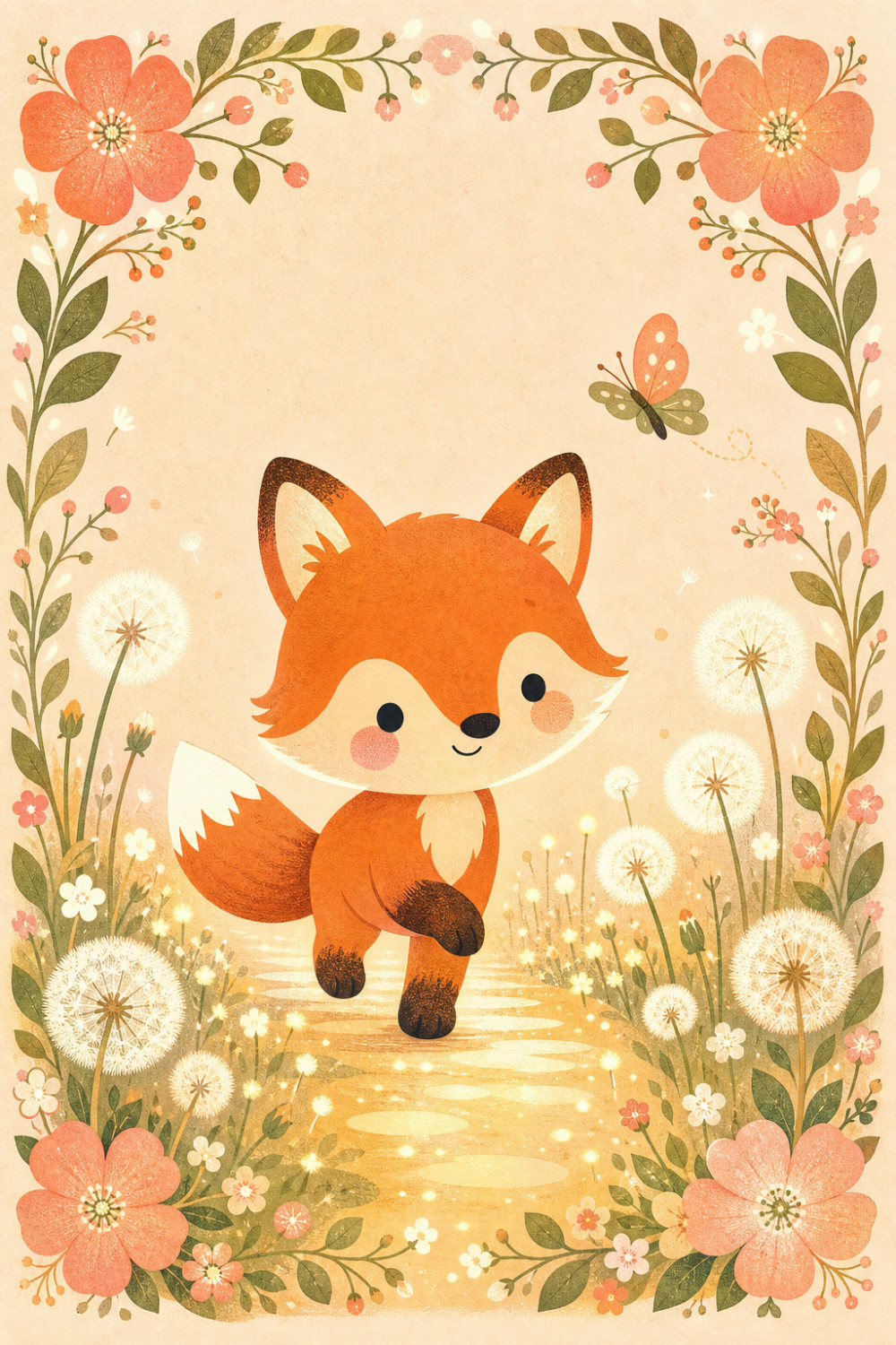 Fox Pathway — elegant style good luck greeting card