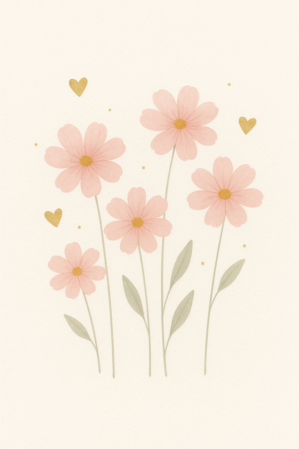Pink Blossoms — minimal style anniversary greeting card