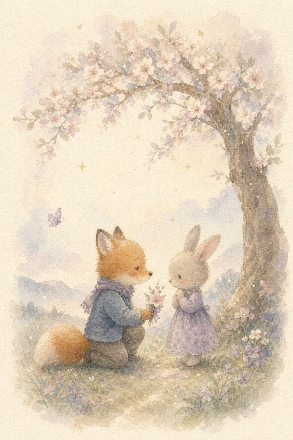 Blossom Proposal — artistic style engagement greeting card