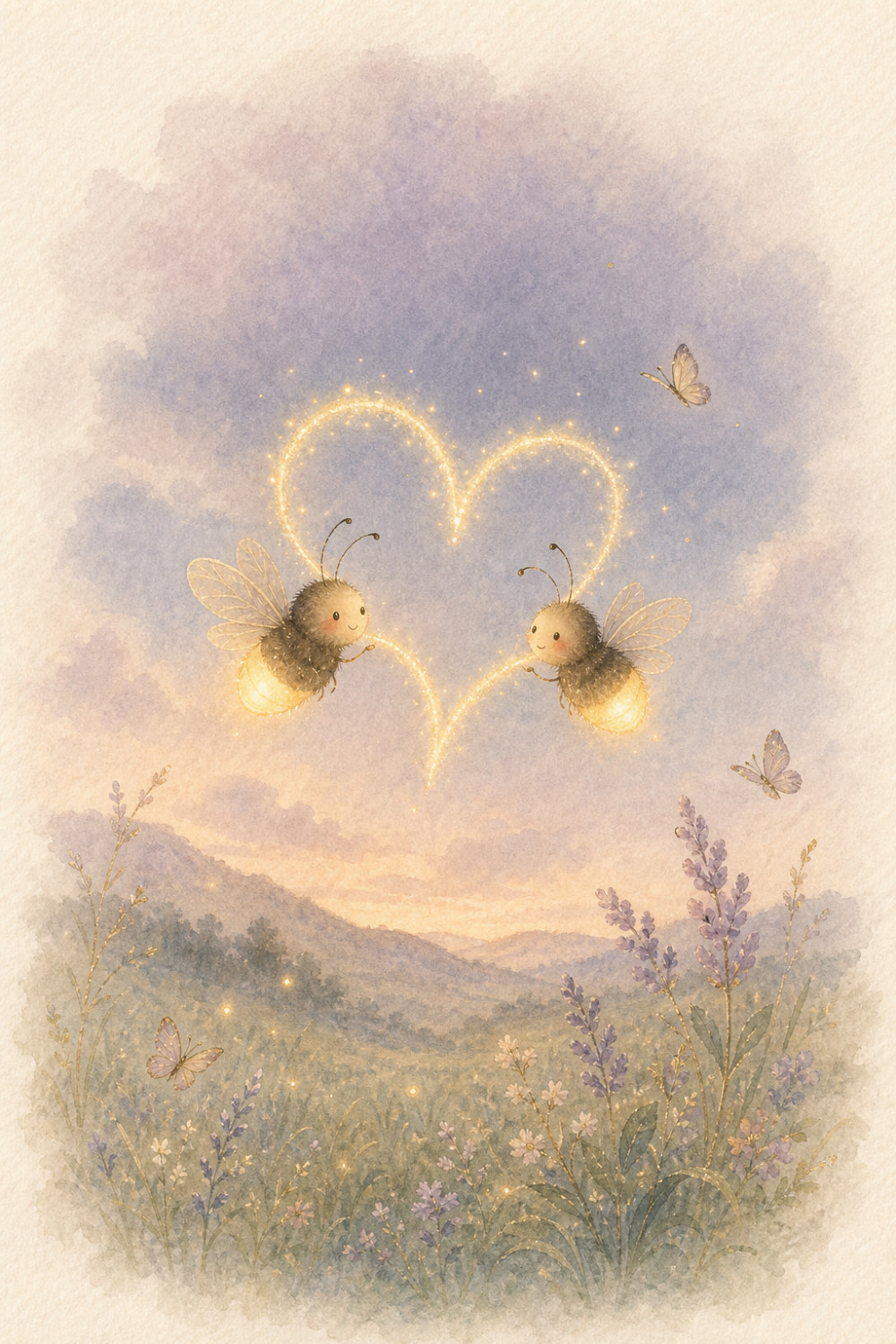 Glowing Bees — elegant style engagement greeting card