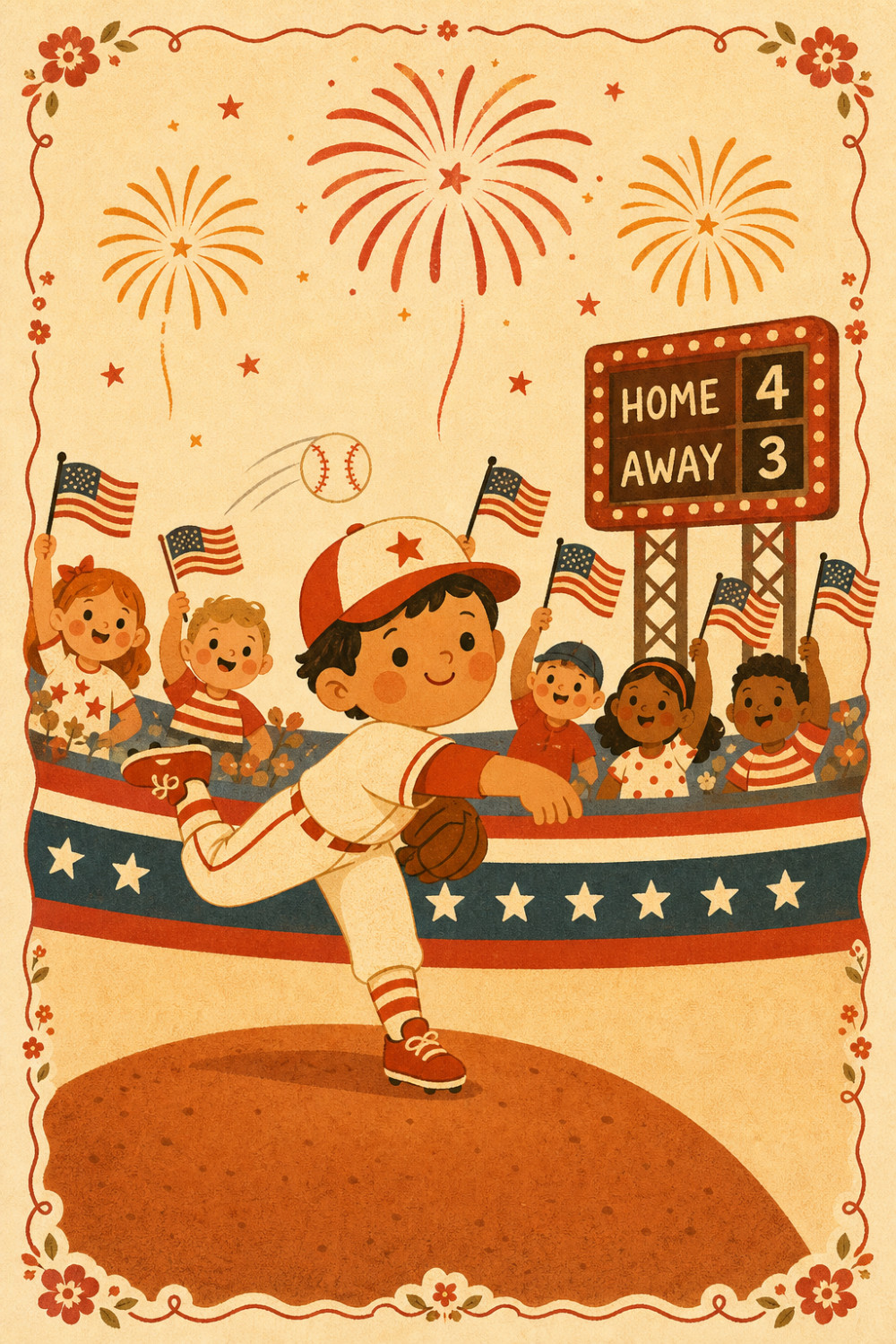 Baseball Cheers — minimal style 4th of july greeting card