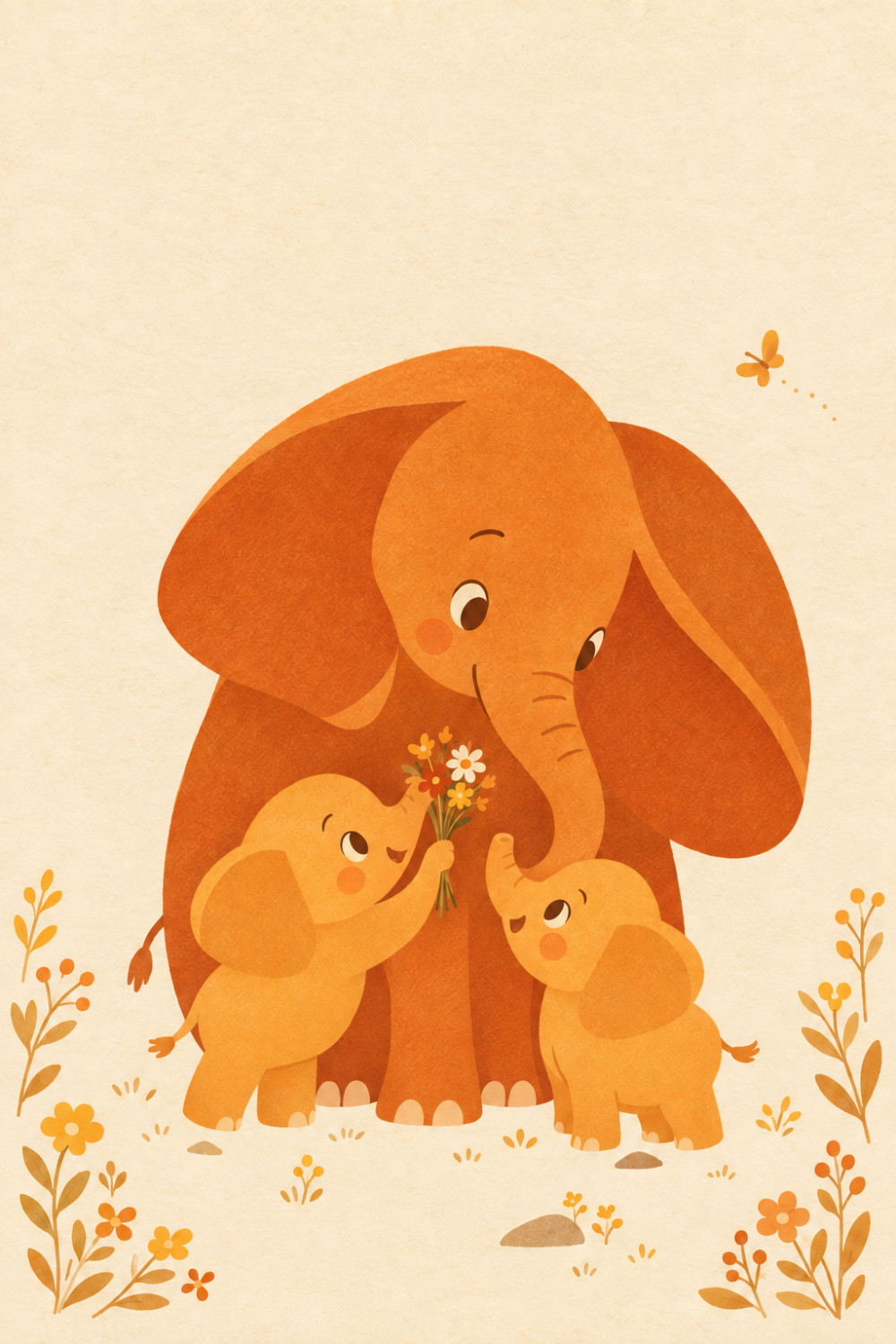 Elephant Embrace — minimal style mother's day greeting card