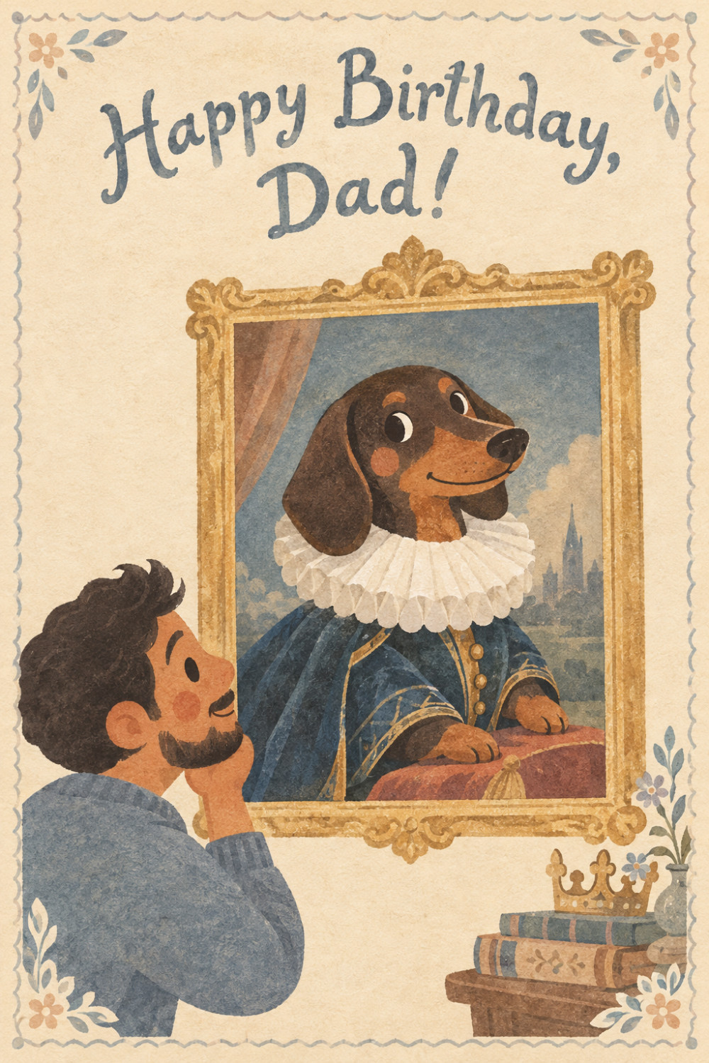 Duke Dachshund — calm style birthday greeting card