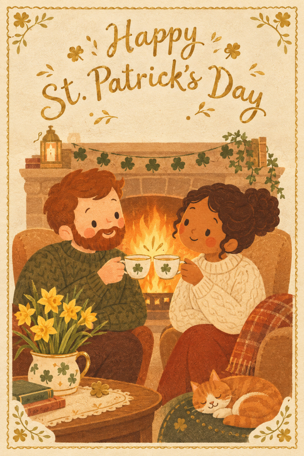 Cozy Cheers — elegant style st. patrick's day greeting card