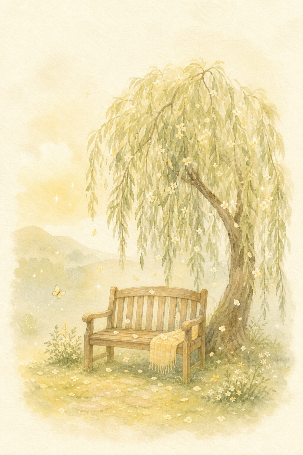 Willow Bench — artistic style condolences greeting card