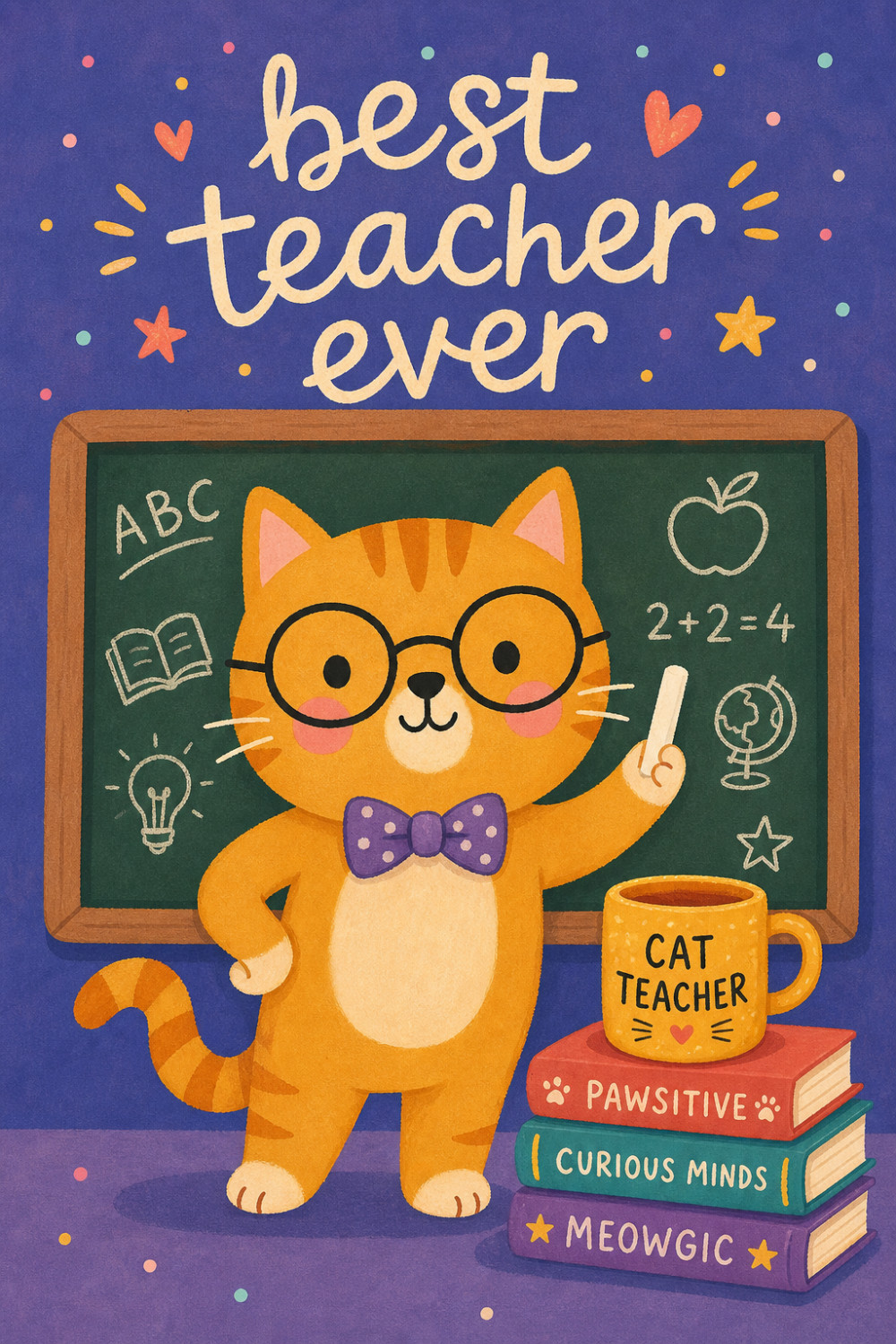 Smart Cat — colorful style teacher appreciation greeting card