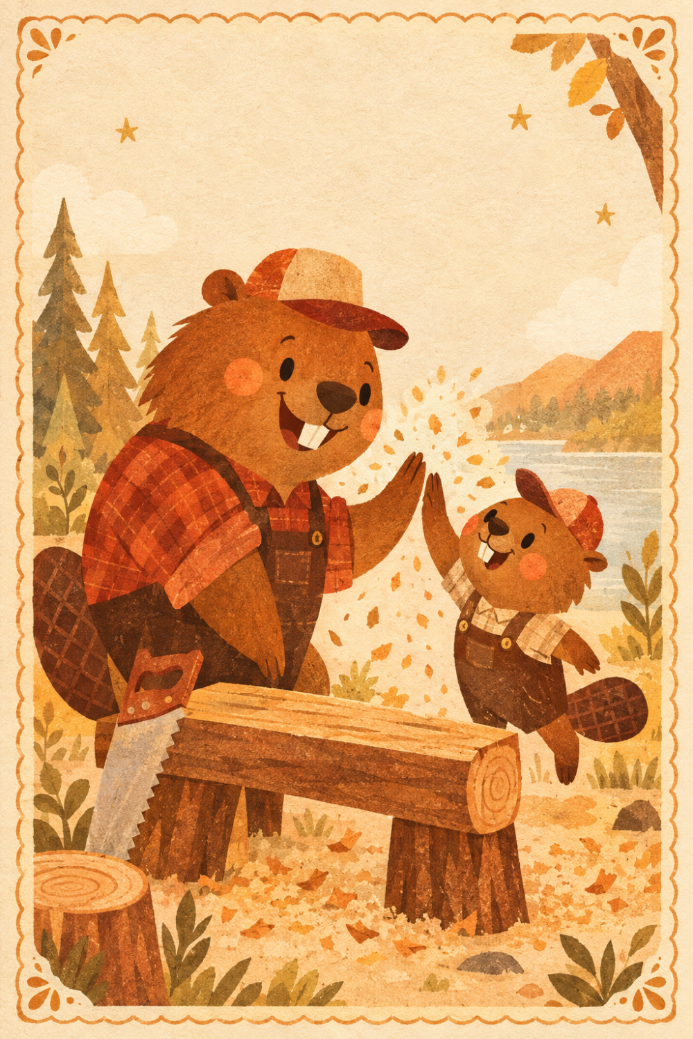 Lumberjack Highfive — artistic style father's day greeting card
