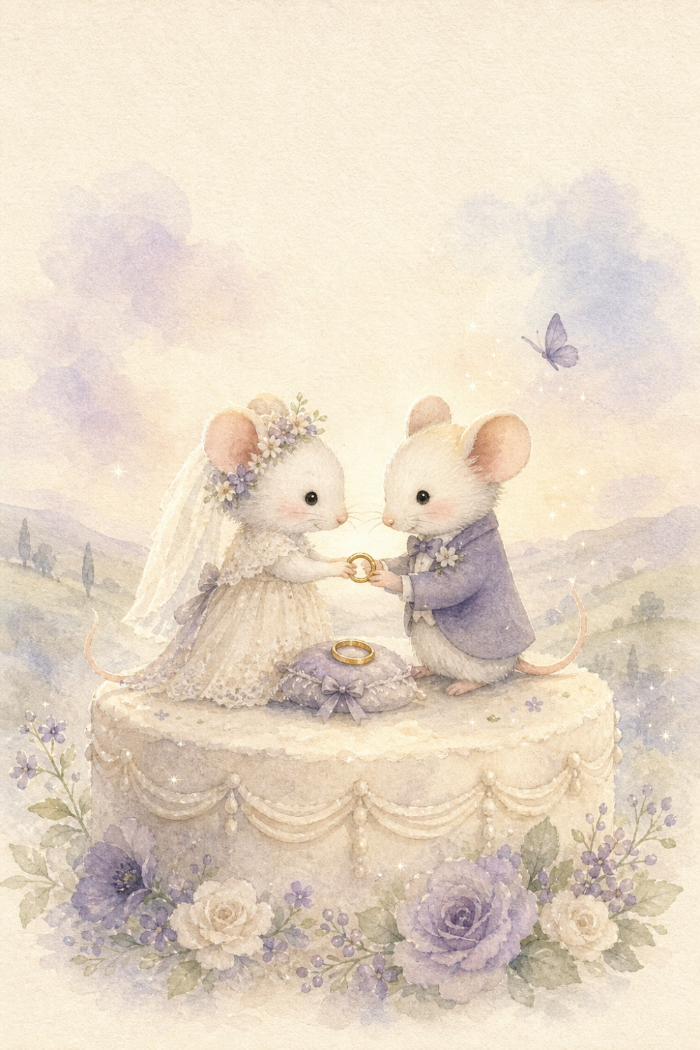 Wedding Mice — artistic style wedding greeting card