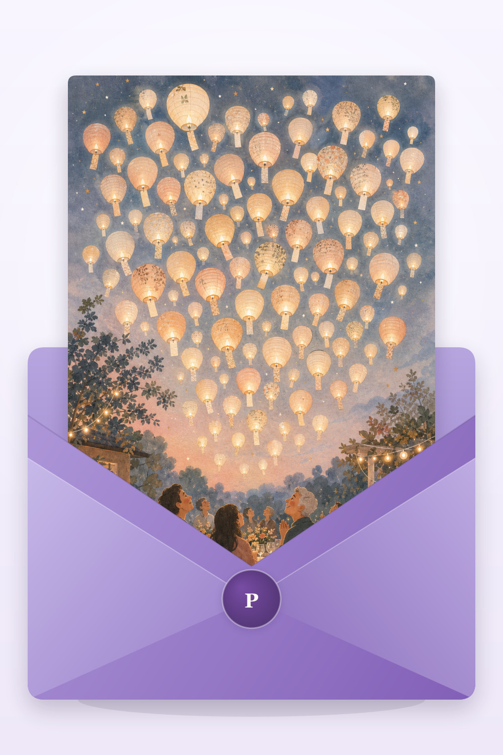 Lantern Wish — artistic style birthday greeting card