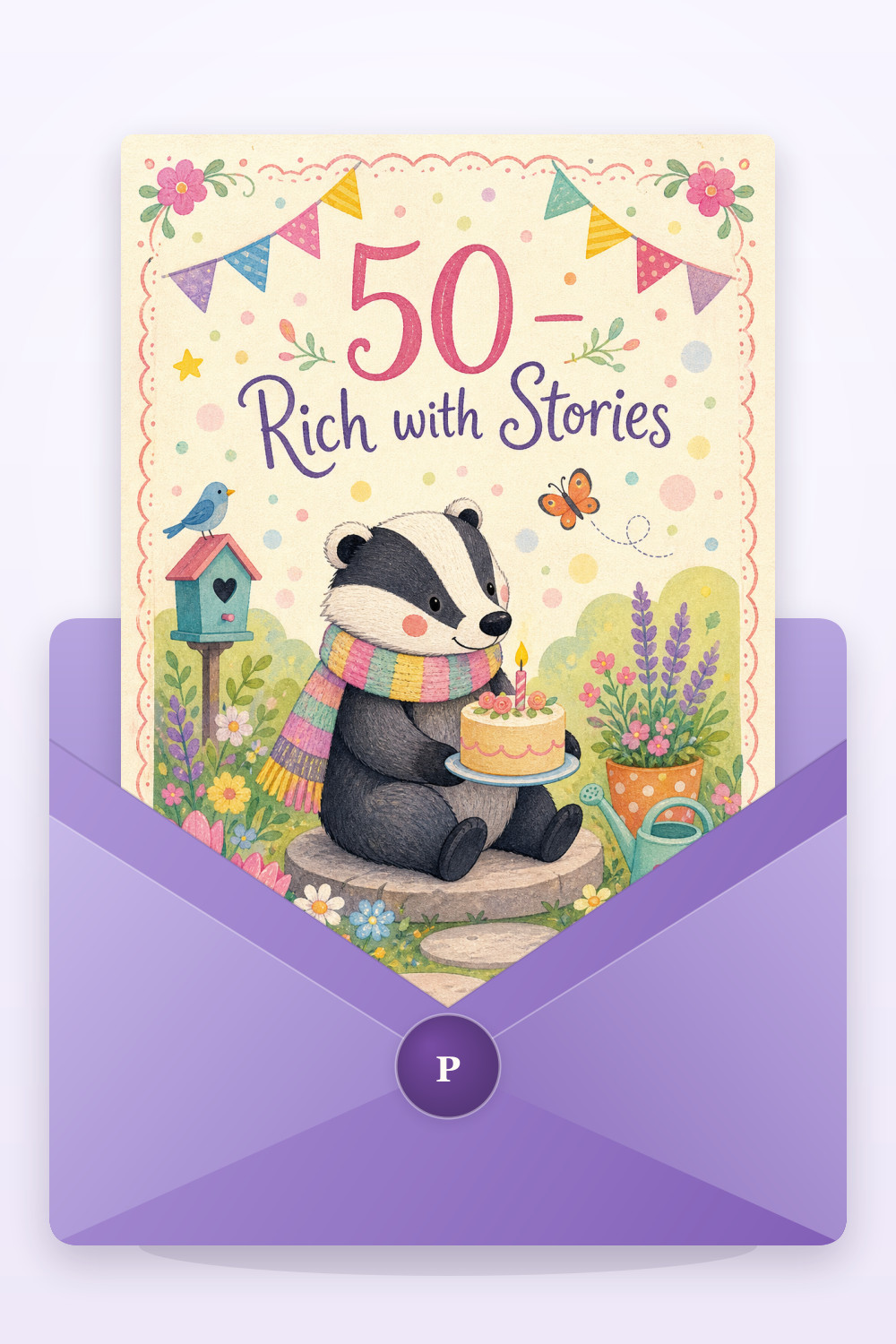 Badger Celebration — colorful style birthday greeting card