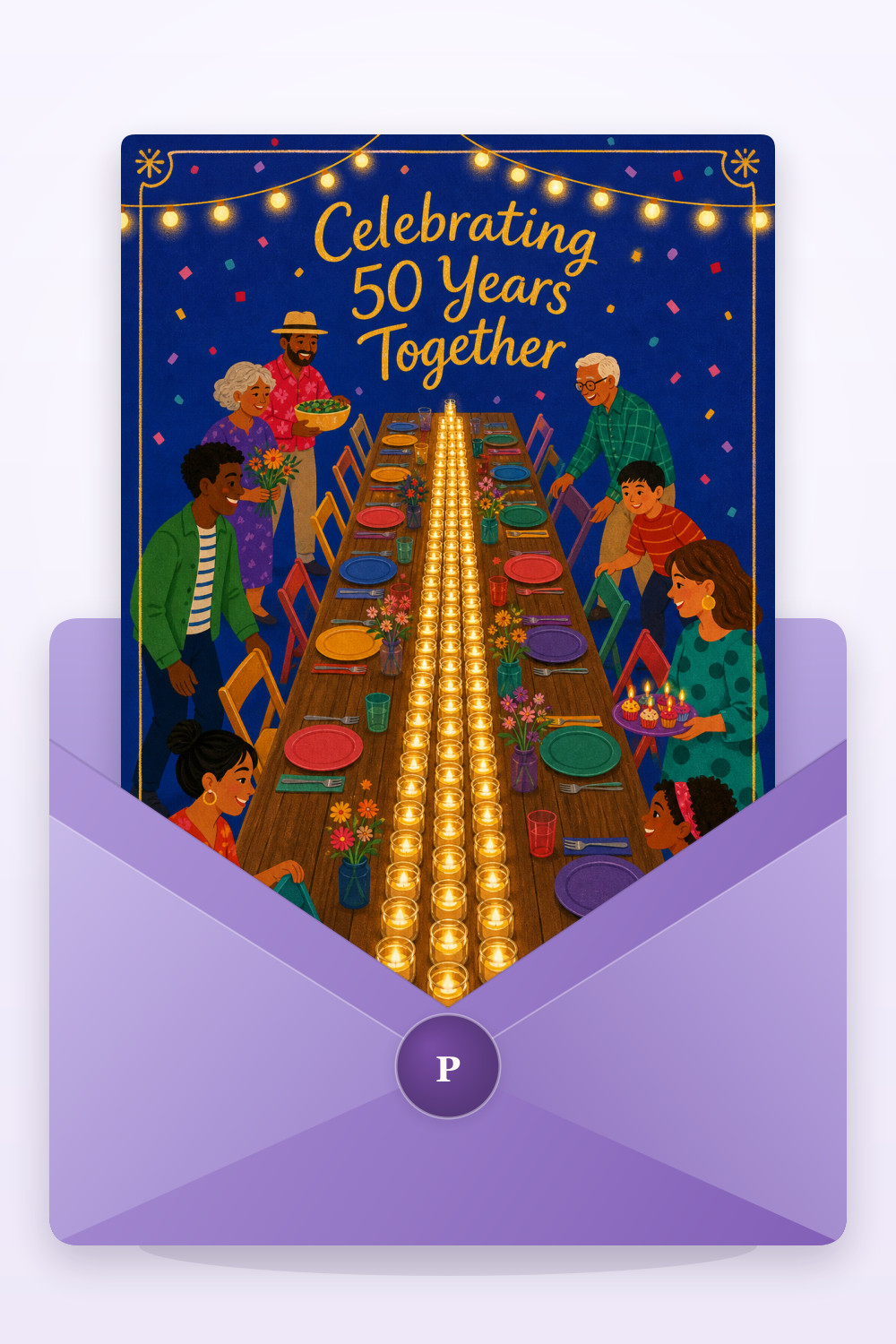 Joyful Gathering — colorful style birthday greeting card