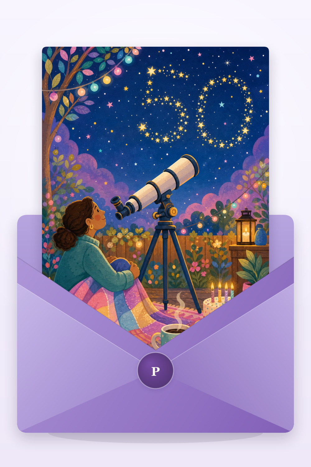 Starry Wishes — colorful style birthday greeting card